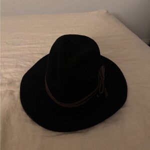 Black Fedora Hat with Brown Band